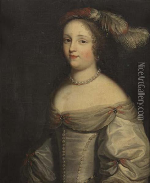 Portrait De Femme Au Collier De Perles Oil Painting - Louis Ferdinand (the Elder) Elle