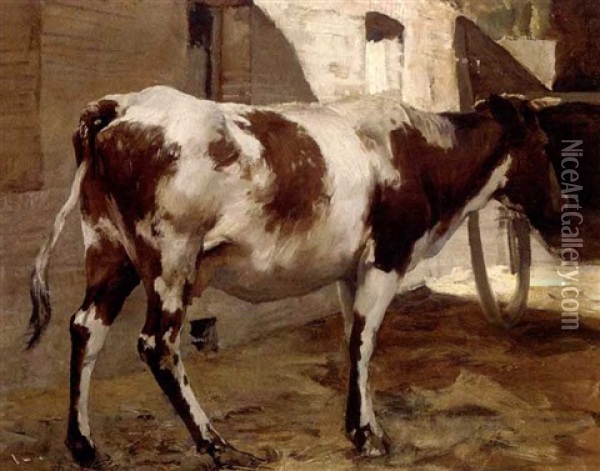 A Cow By The Stables Oil Painting - Julien Dupre