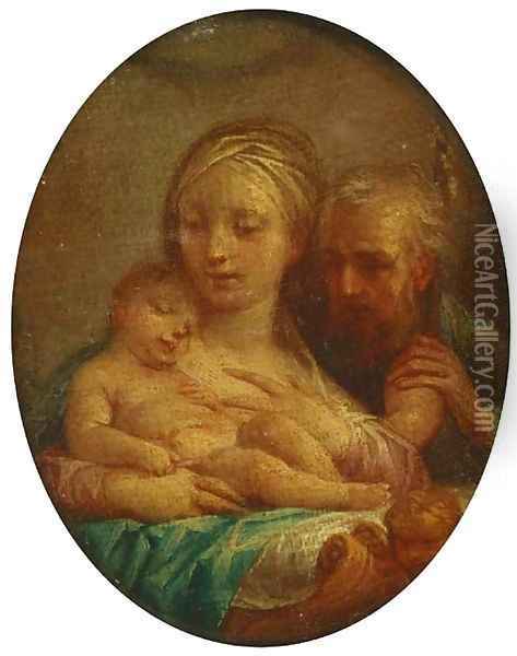 The Holy Family Oil Painting - Francesco de Mura