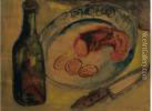 Nature Morte A La Bouteille Oil Painting - Issachar ber Ryback