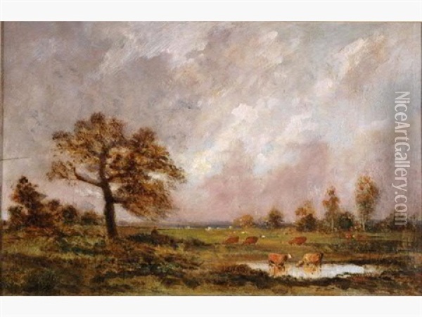 Vaches Dans Le Pre Oil Painting - Jules Dupre