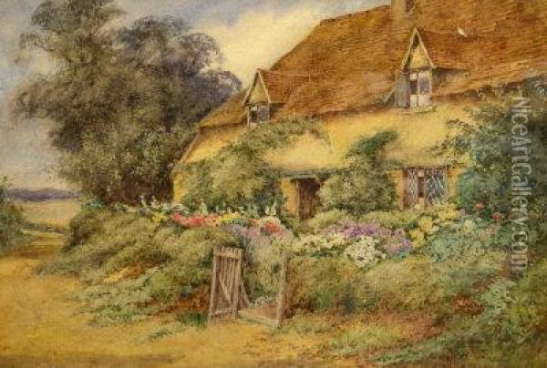 Country Cottage And Garden Oil Painting - Henry Stannard