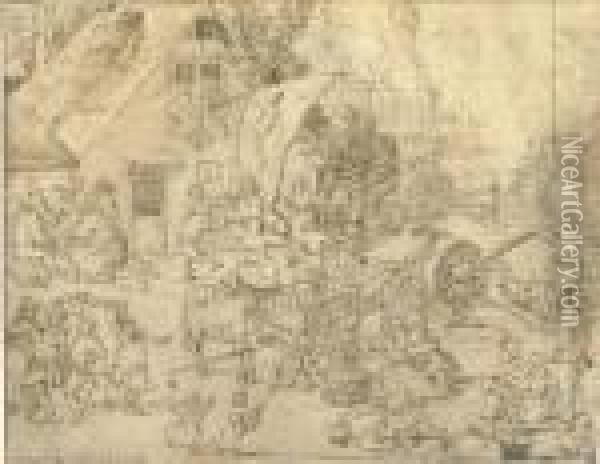 A Village Festival With Peasants Dancing Oil Painting - Jan The Elder Brueghel