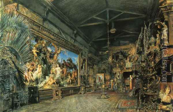 Das Atelier vor der Versteigerung (Hans Makart's Studio Before the Auction) Oil Painting - Rudolf Ritter von Alt