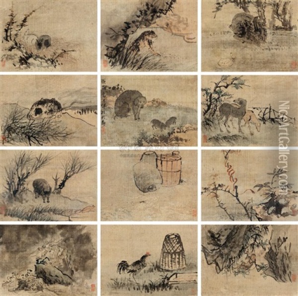 Animals (album W/12 Works) Oil Painting -  Gao Qipei