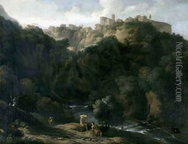 A View of Tivoli with the Teverone Flowing Beneath Oil Painting - Gaspard Dughet