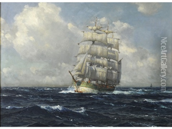 Under Full Sail Oil Painting - Michael Zeno Diemer