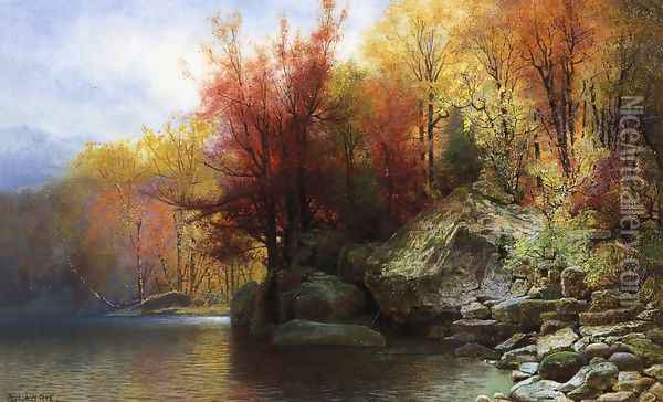 Autumn River Landscape Oil Painting - Alexander Lawrie