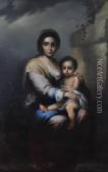Portrait Of A Woman And Child Oil Painting - Bartolome Esteban Murillo