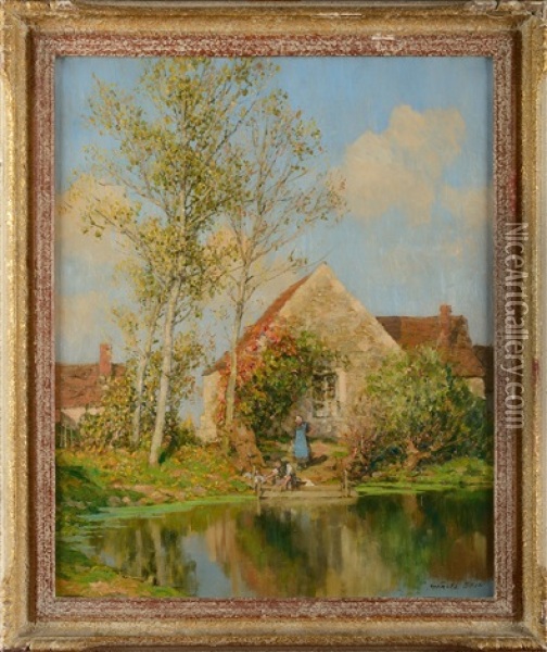 Les Lavandieres Oil Painting - Marcel Adolphe Bain
