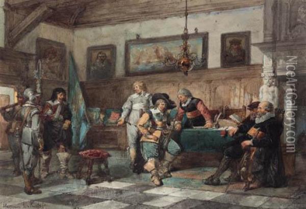 Settling The Dispute Oil Painting - Herman Frederik Carel ten Kate