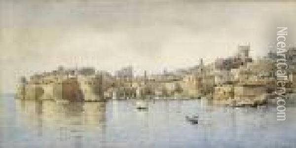 Blick Auf Den Hafen Von Dubrovnik Oil Painting - Anton Perko