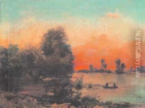 Cacciatori Sul Lago Oil Painting - Henry Marko