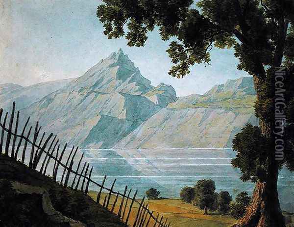 View of Lake Bourget Oil Painting - Louise Cochelet