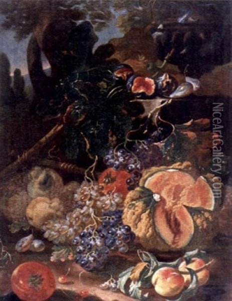 Stilleben Med Frukter Oil Painting - Michelangelo di Campidoglio