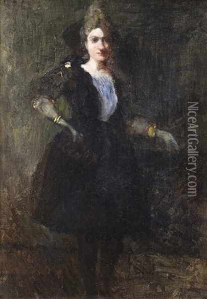 Standing Woman Oil Painting - Jules-Edmond Cuisinier