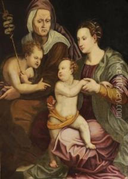 La Vierge Avec L'enfant Jesus, 
Sainte Elisabeth Etsaint Jean Baptiste Enfant Oil Painting - Francesco Menzocchi