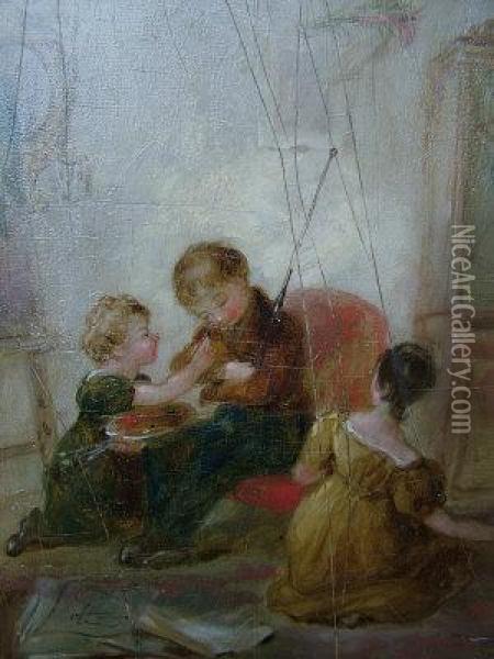 Children At Play Oil Painting - Daniel Ii Pasmore