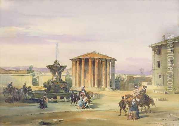 The Temple of Vesta Rome Oil Painting - James Holland