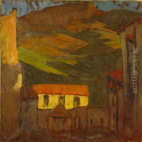 Houses And Hills Oil Painting - Yarnall Abbott