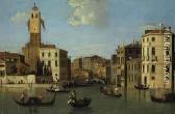 View Of San Geremia And The Entrance To The Cannaregio,venice Oil Painting - (Giovanni Antonio Canal) Canaletto