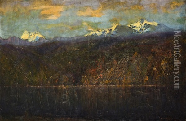 Mountain Lake Oil Painting - Laszlo Mednyanszky