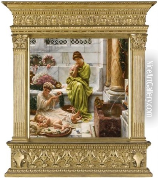 A Corner Of The Marketplace Oil Painting - Edward John Poynter