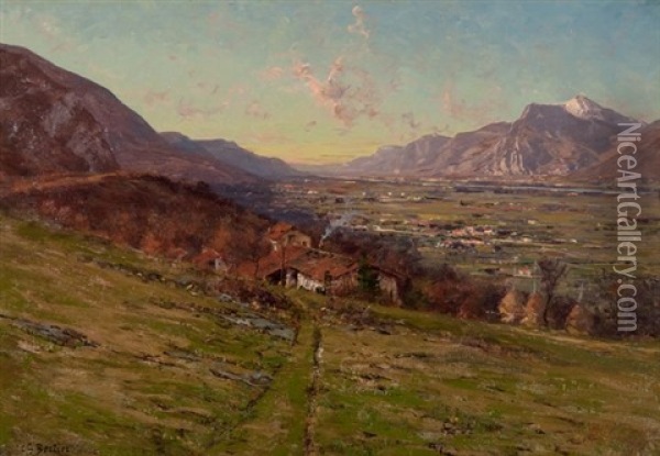 La Plaine De Grenoble, Vue Des Vouillants Oil Painting - Charles Alexandre Bertier