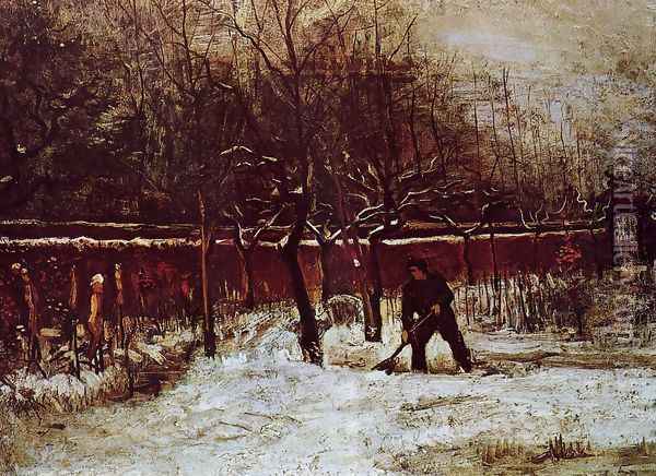 The Parsonage Garden at Nuenen in the Snow Oil Painting - Vincent Van Gogh