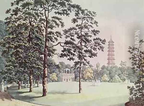 A View in Kew Gardens of the Alhambra and Pagoda Oil Painting - Manskirch, Franz Joseph