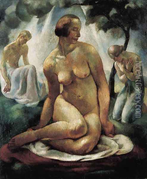 Worship 1923 Oil Painting - Erzsebet Korb