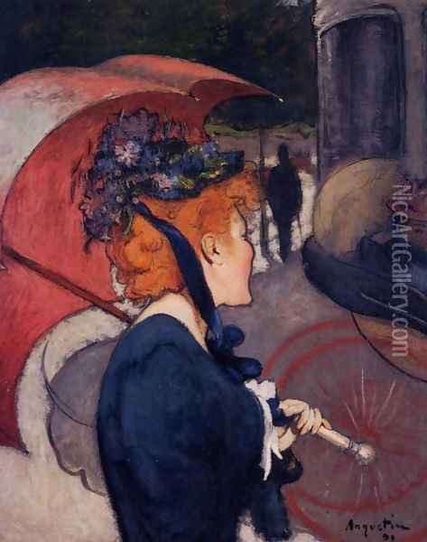 Woman with Umbrella Oil Painting - Louis Anquetin