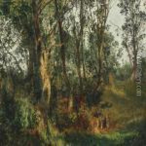 Danish Forest With Glade Oil Painting - Janus Andreas La Cour