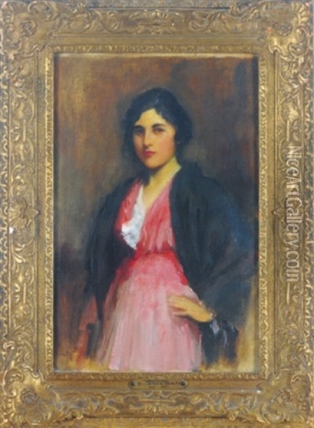 Contemplation, A Profile Portrait Of A Lady Oil Painting - Sir Samuel Luke Fildes