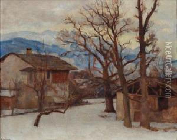 Effet D'hiver En Valais Oil Painting - Paul Virchaux