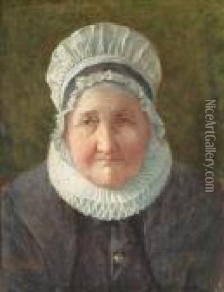 Study Of An Oldlady Oil Painting - William Langley