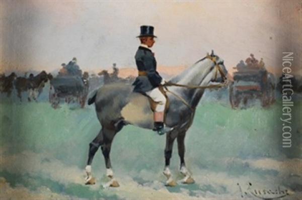 Jinete A Caballo Oil Painting - Josep (Jose) Cusachs y Cusachs