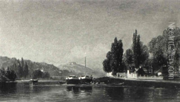 Canal Scene Oil Painting - John Ross Key