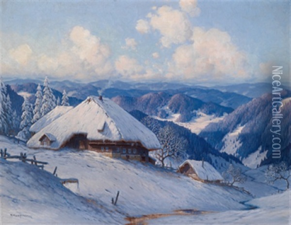 Schneelandschaft Oil Painting - Karl Hauptmann