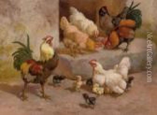 Spring Chickens Oil Painting - William Baptiste Baird