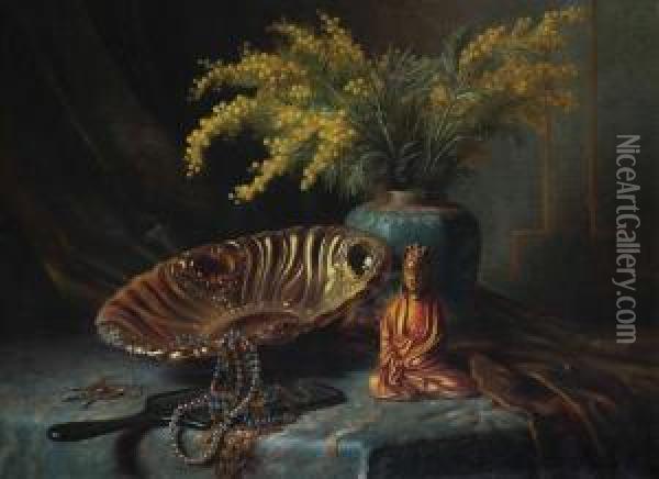 'mimosa' Oil Painting - Edward Van Rijswijck