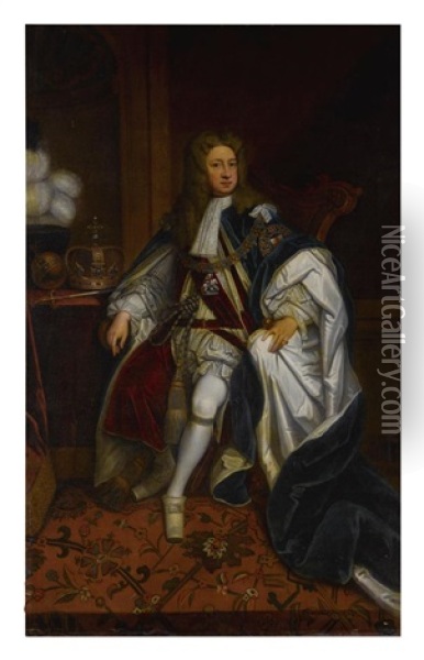 Portrait Of King George I (1660-1727), Full Length Oil Painting - Godfrey Kneller