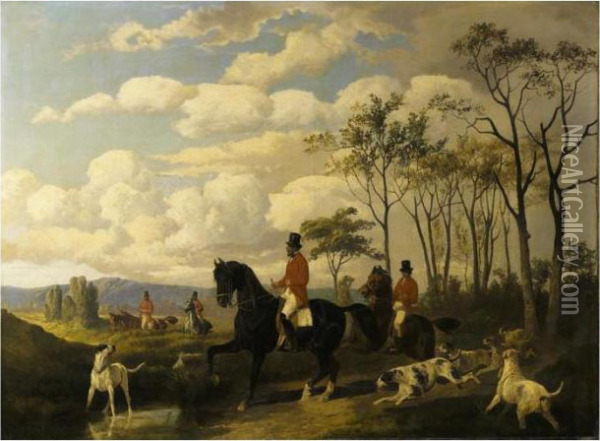 Scene De Chasse A Courre Oil Painting - Alfred De Dreux
