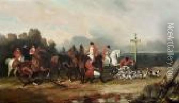 Scene Dechasse A Courre Oil Painting - Alfred De Dreux