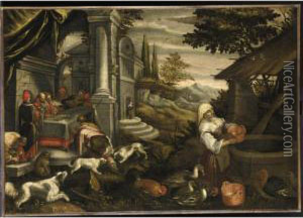 La Parabola Del Ricco Epulone Oil Painting - Jacopo Bassano (Jacopo da Ponte)
