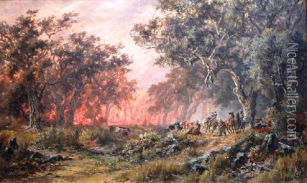 Fleeing The Fire Oil Painting - James Waltham Curtis