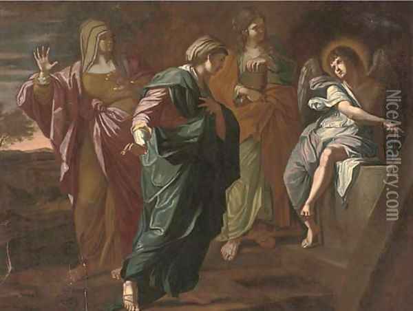 The Three Maries at the Sepulchre Oil Painting - Giovanni Francesco Romanelli