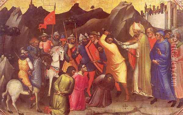 Saint Nicholas Saves Three Innocent Men 1380s Oil Painting - Mariotto Di Nardo