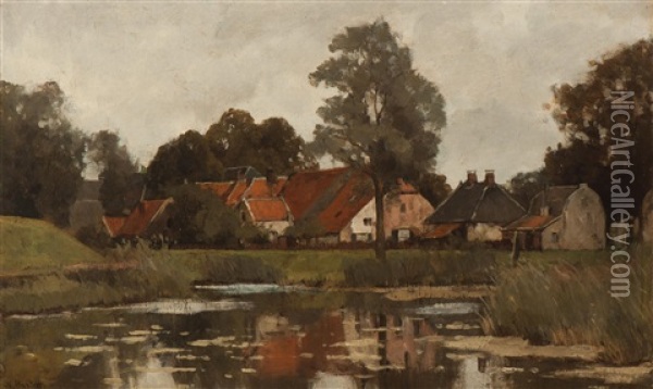Fort Moat In Nieuwersluis Oil Painting - Nicolaas Bastert