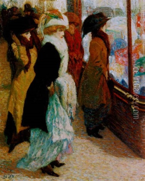 Shopping Ladies Oil Painting - Leo Gestel